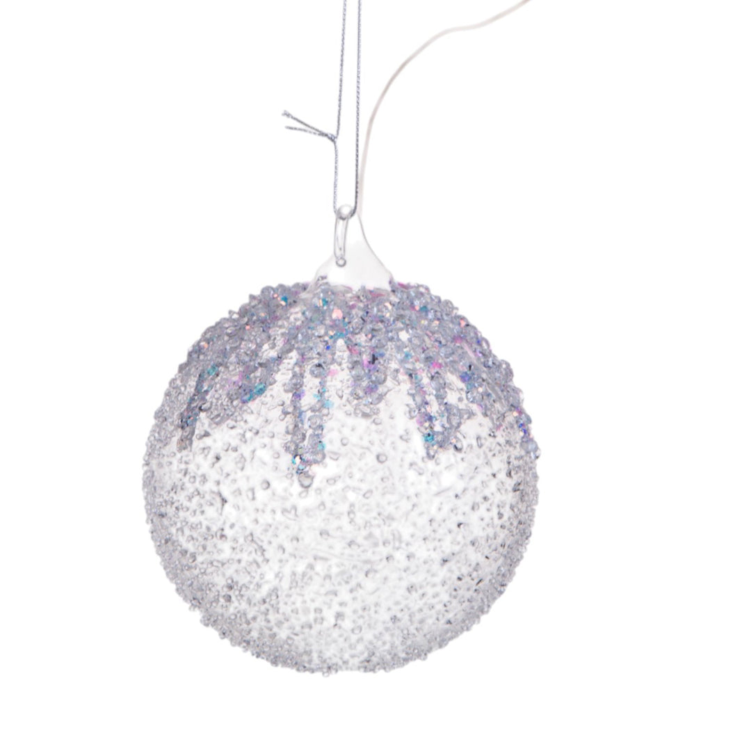 Pezzi 4 • Sfera ghiaccio con paillette • H 12 cm