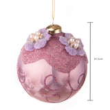 Pezzi 4 • Sfera con fiori intarsi e perle • H 10 cm