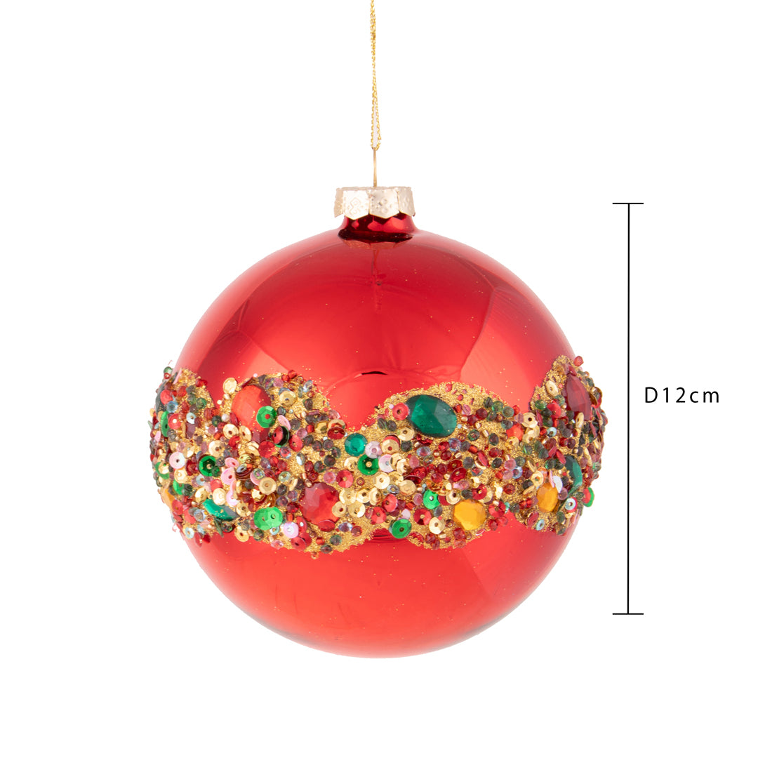 Pezzi 2 • Sfera con paillett e diamanti • H 12 cm