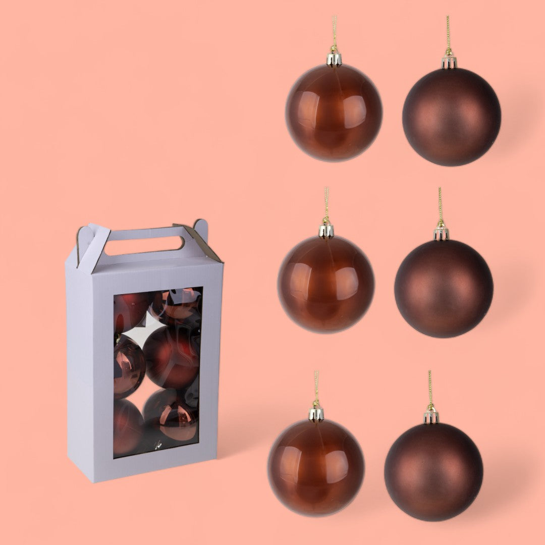 Set di 6 Sfere assortito Matt+Shiny  • 10 cm