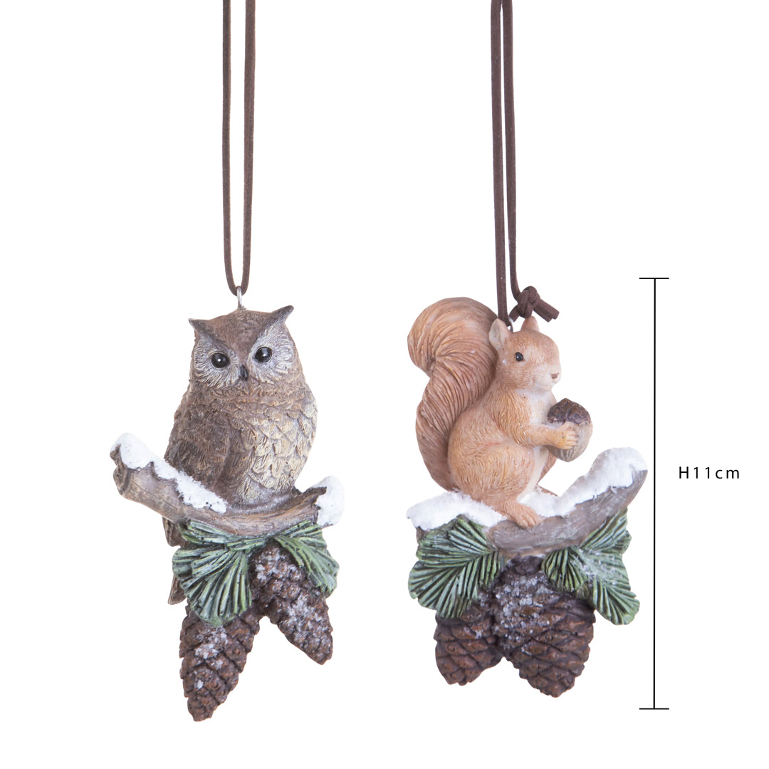 Pezzi 2 • scoiattolo/gufo daApp. • H 11 cm