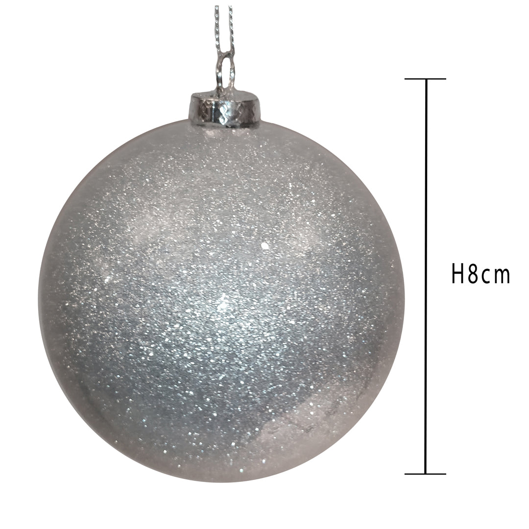 Pezzi 16 • Sfera con glitter • H 8 cm