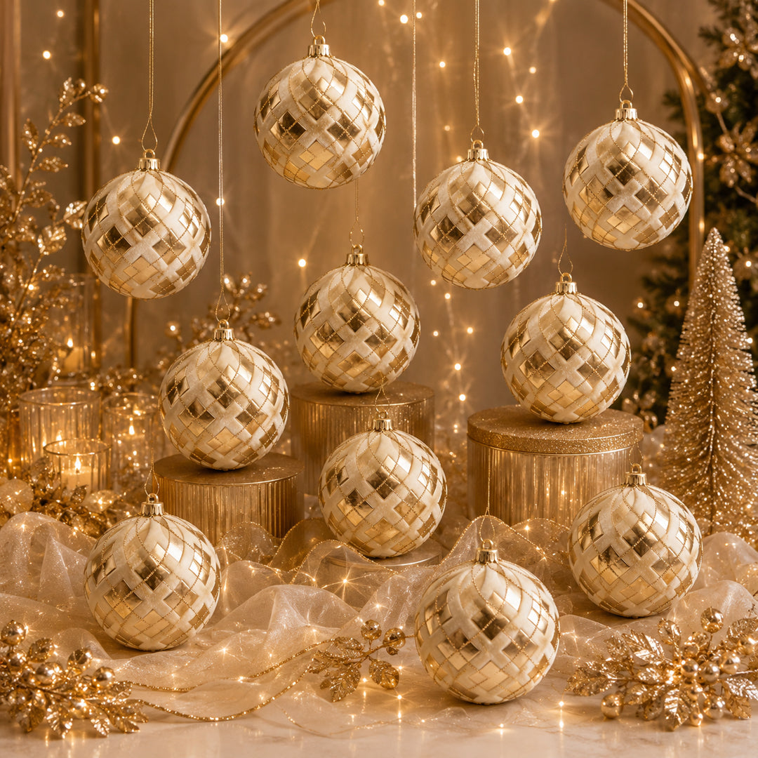 Pezzi 2 • Sfera con decori glitter e velluto • H 20 cm