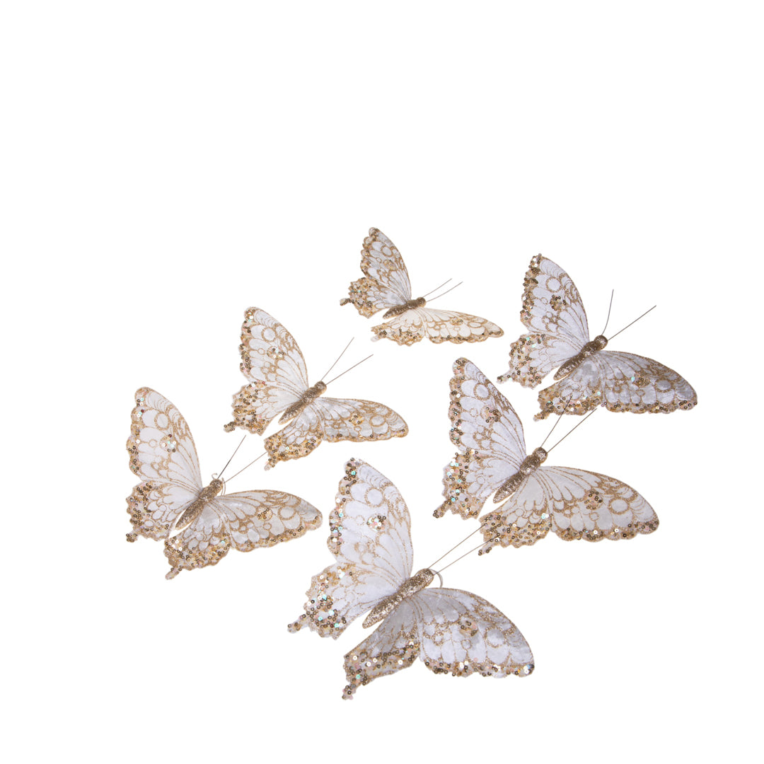 Farfalle con clip e paillette • H 22 cm