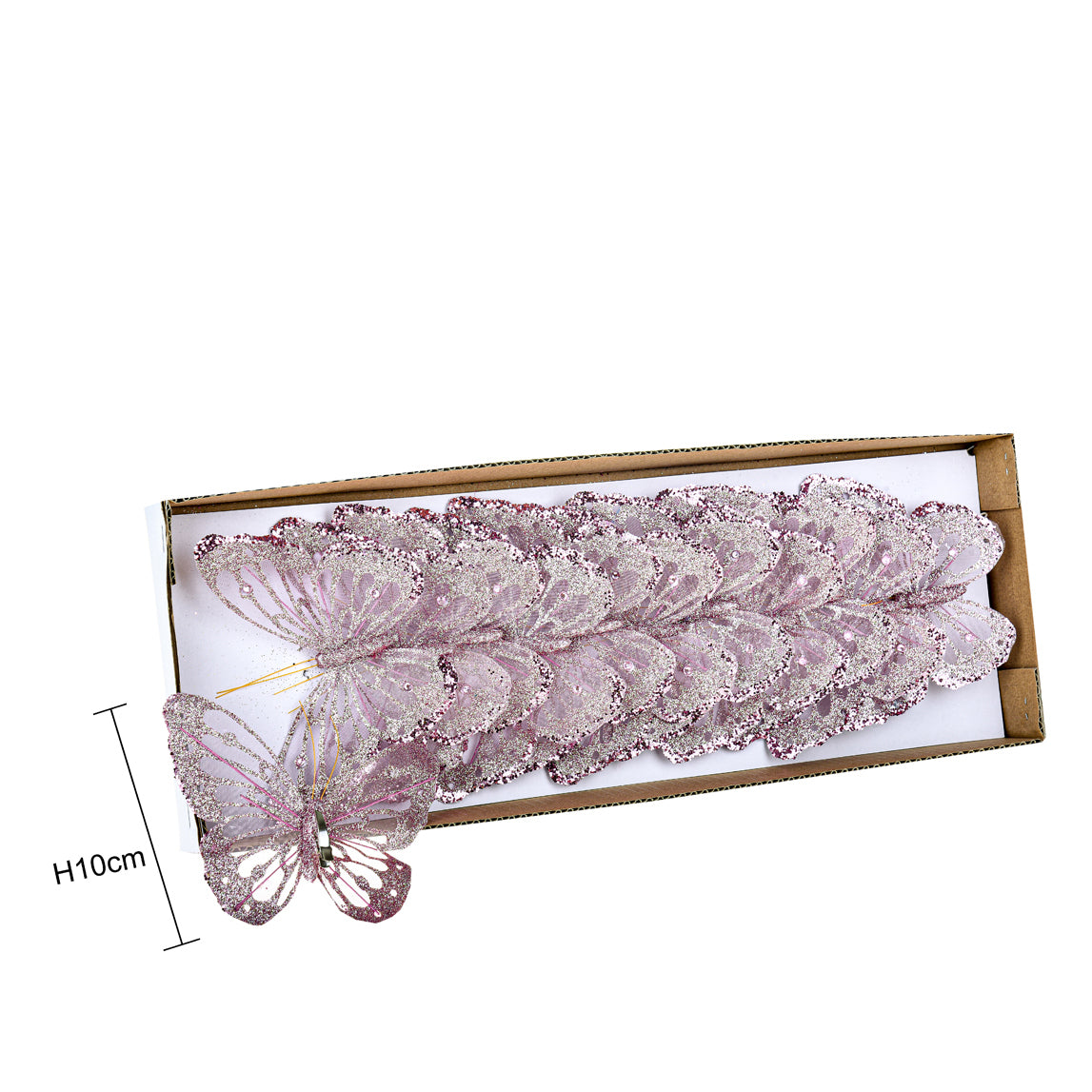 Farfalle glitter con clip • H 10 cm