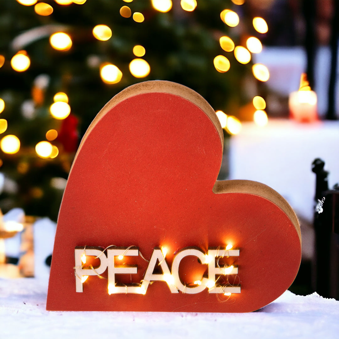Pezzi 2 • Cuore con led e scritta • H 17 cm