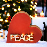 Pezzi 2 • Cuore con led e scritta • H 17 cm