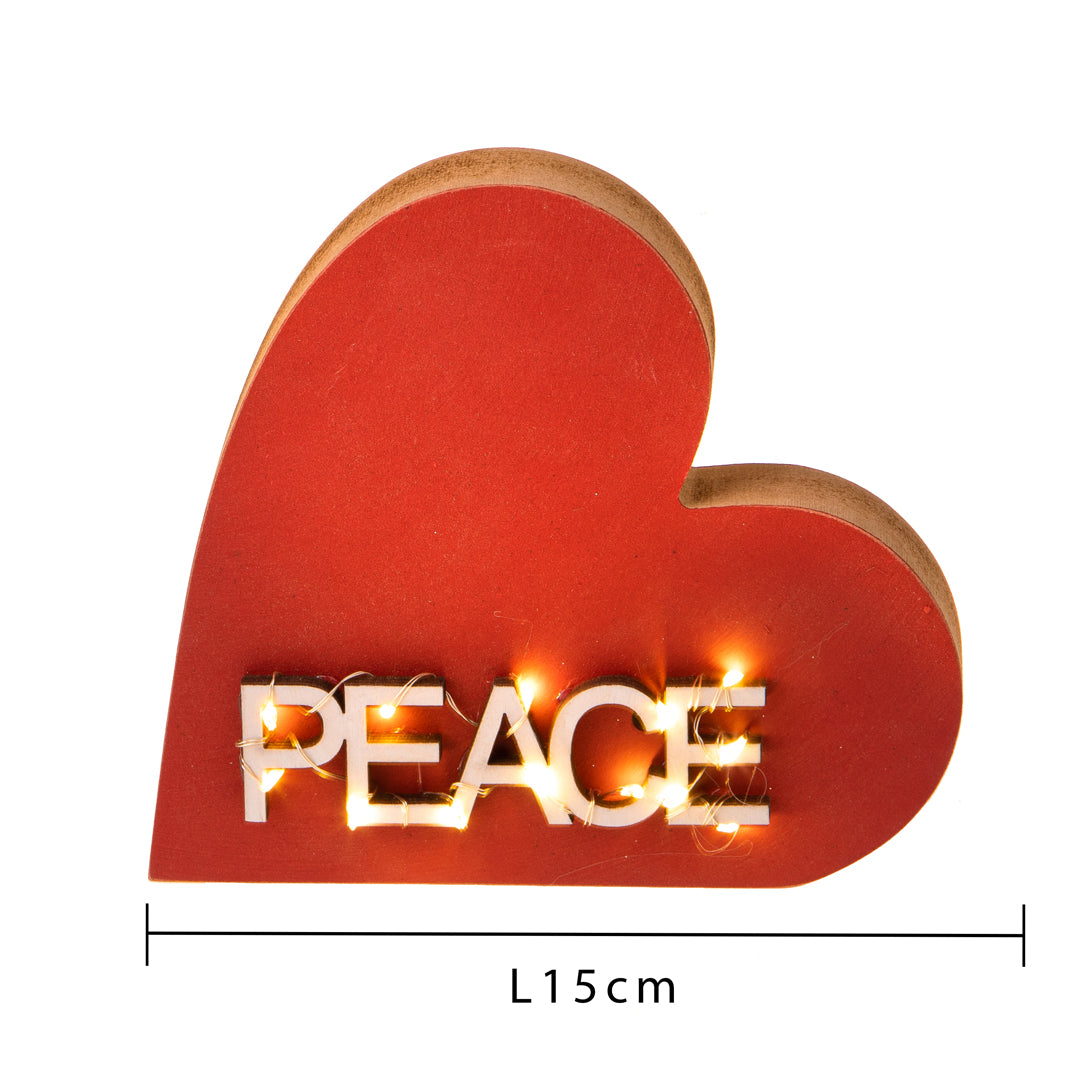 Pezzi 2 • Cuore con led e scritta • H 17 cm
