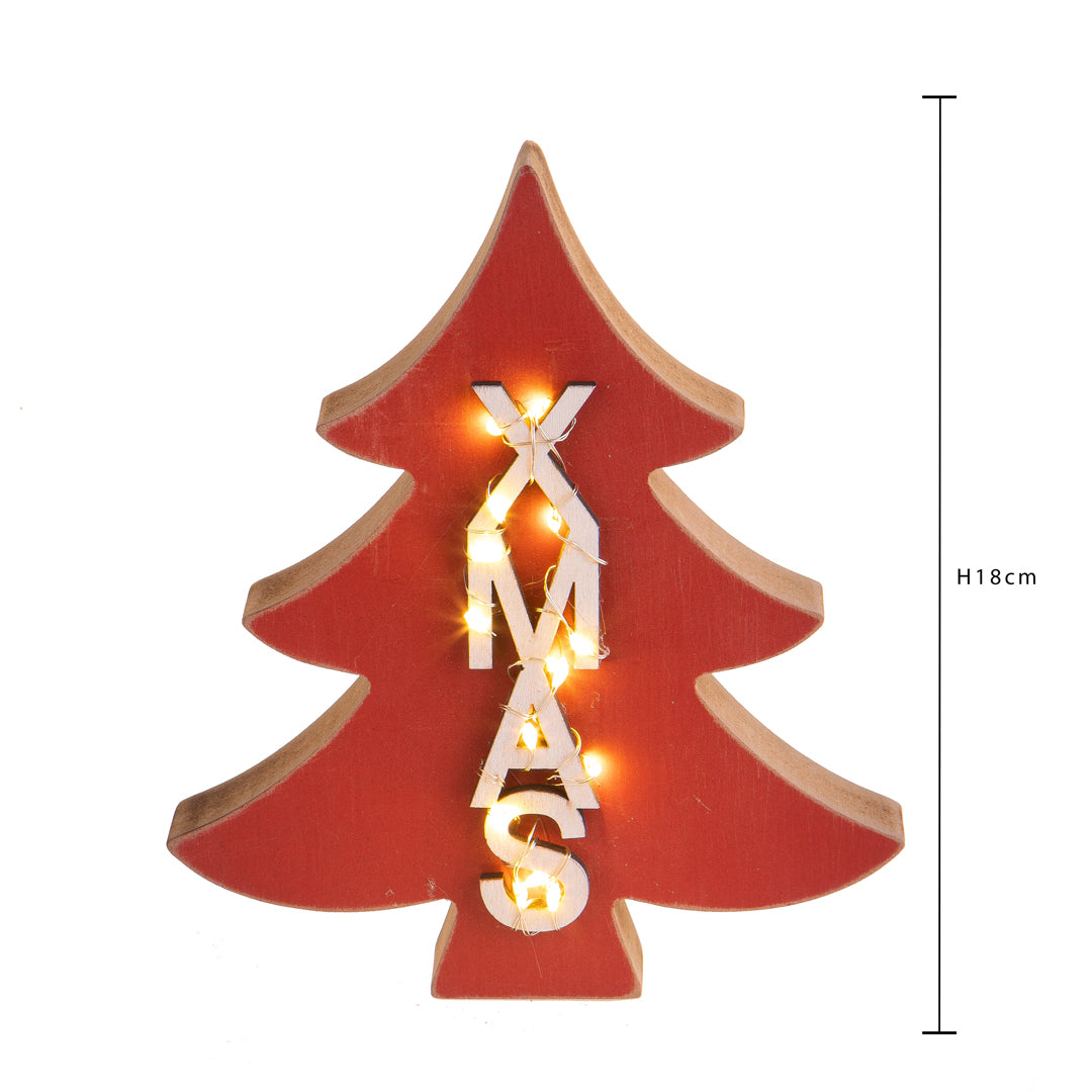 Pezzi 2 •Albero con led e scritta xmas sc • H 18 cm