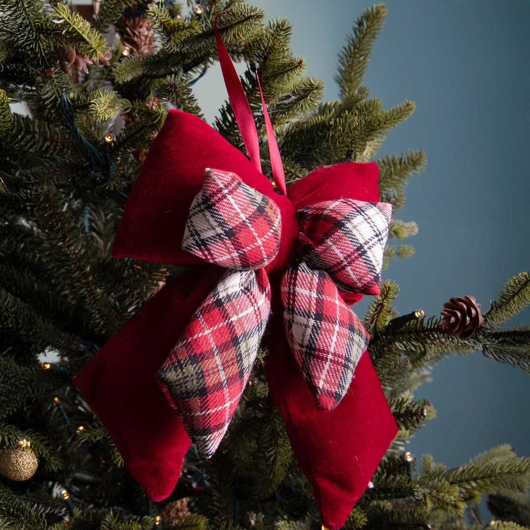 Pezzi 2 • Fiocco natale scozzese • H 30 cm