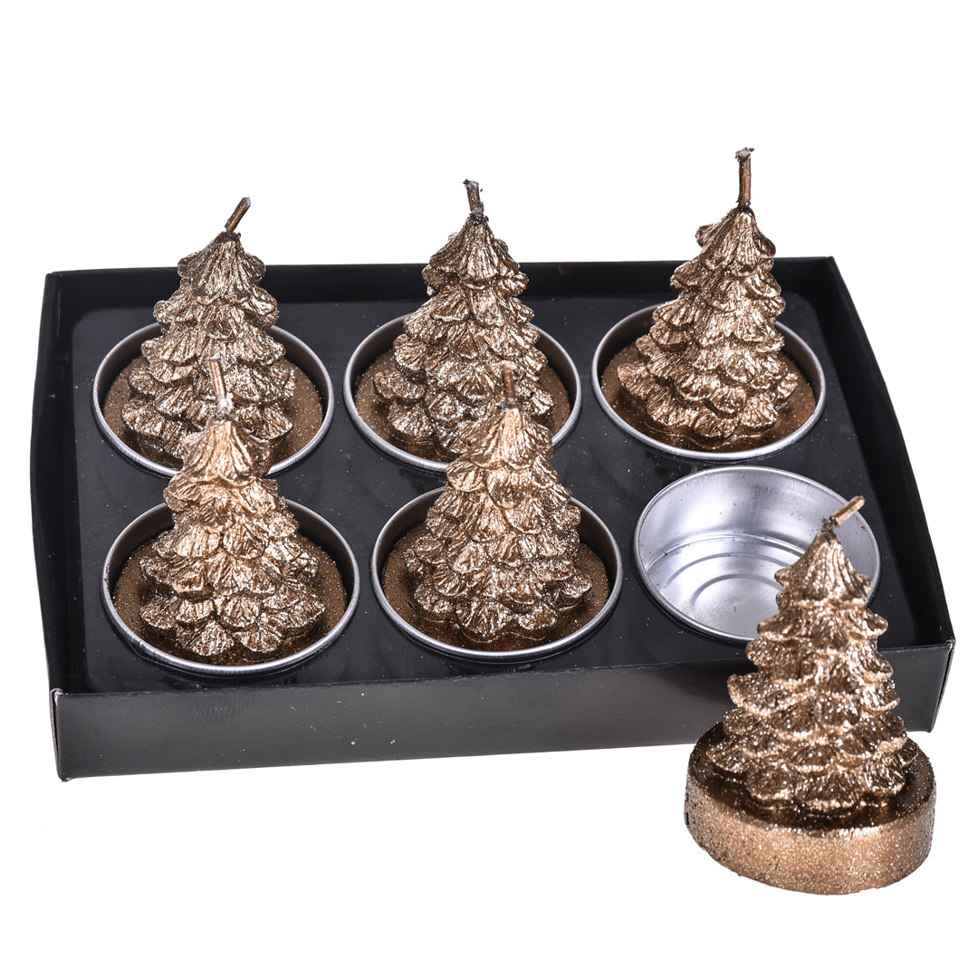 2 Pezzi •  Porta tealight Albero Natale 6 Pz  • 5,5 cm