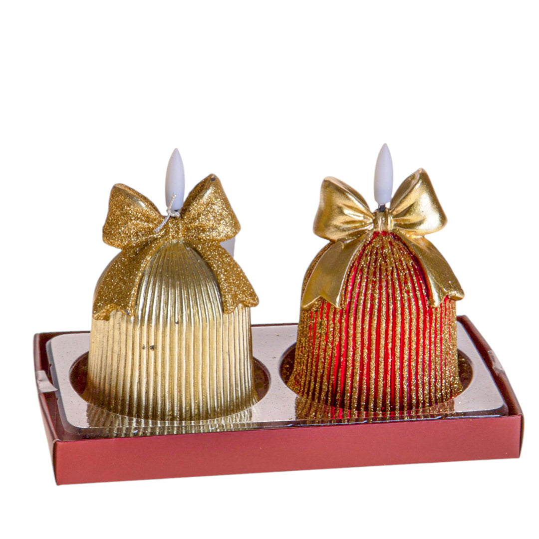 campane con fiocco e led • H 11 cm