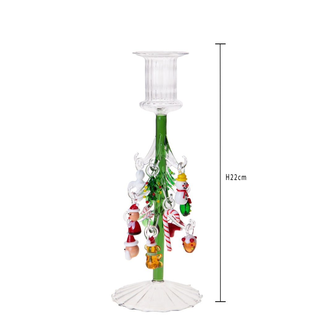 Porta candelaAlbero con decori • H 22 cm