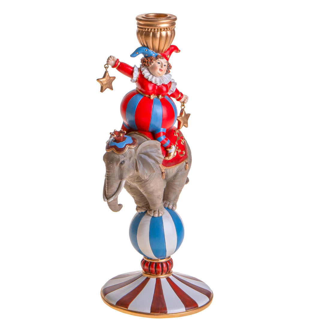 Porta candela x 1 con clown elefante • H 30 cm