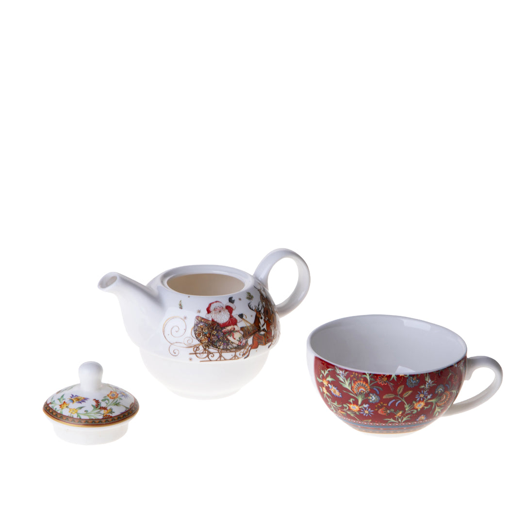 Tea for one con babbo natale con gift box • H 15 cm