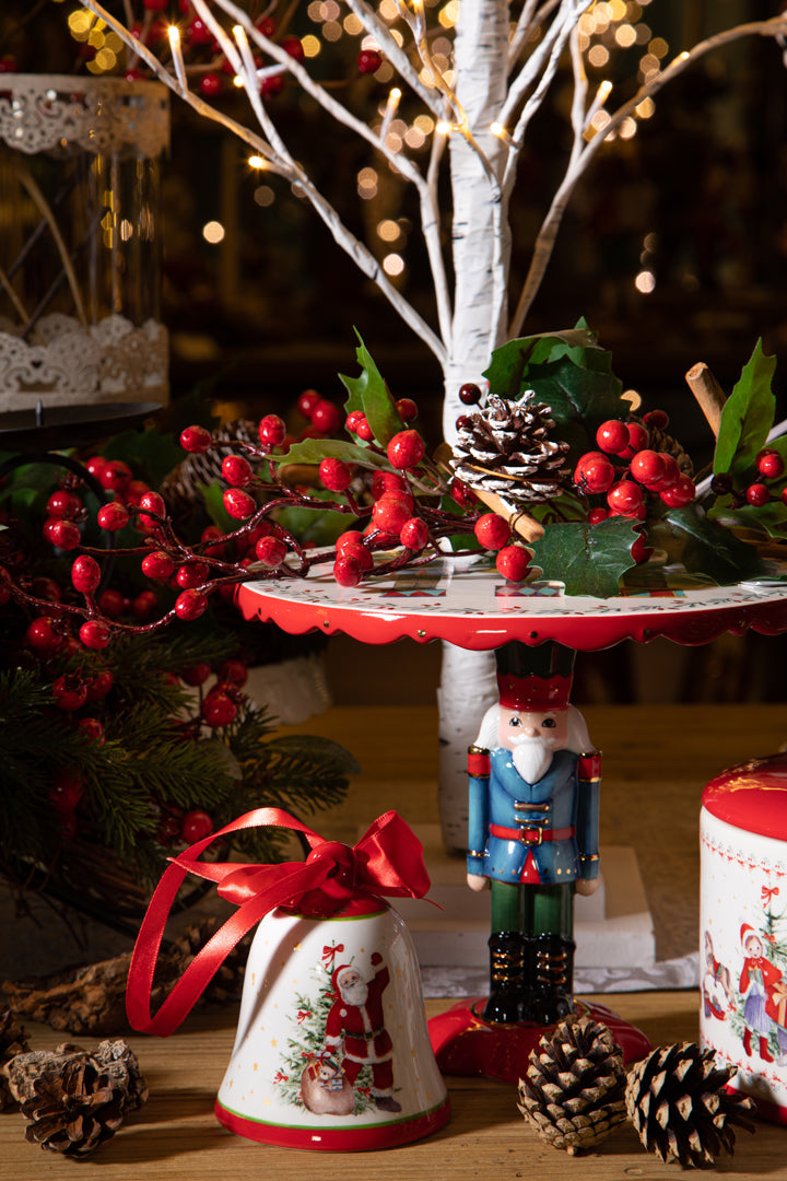 Pezzi 3 • Campana con babbo natale cer. • H 10 cm