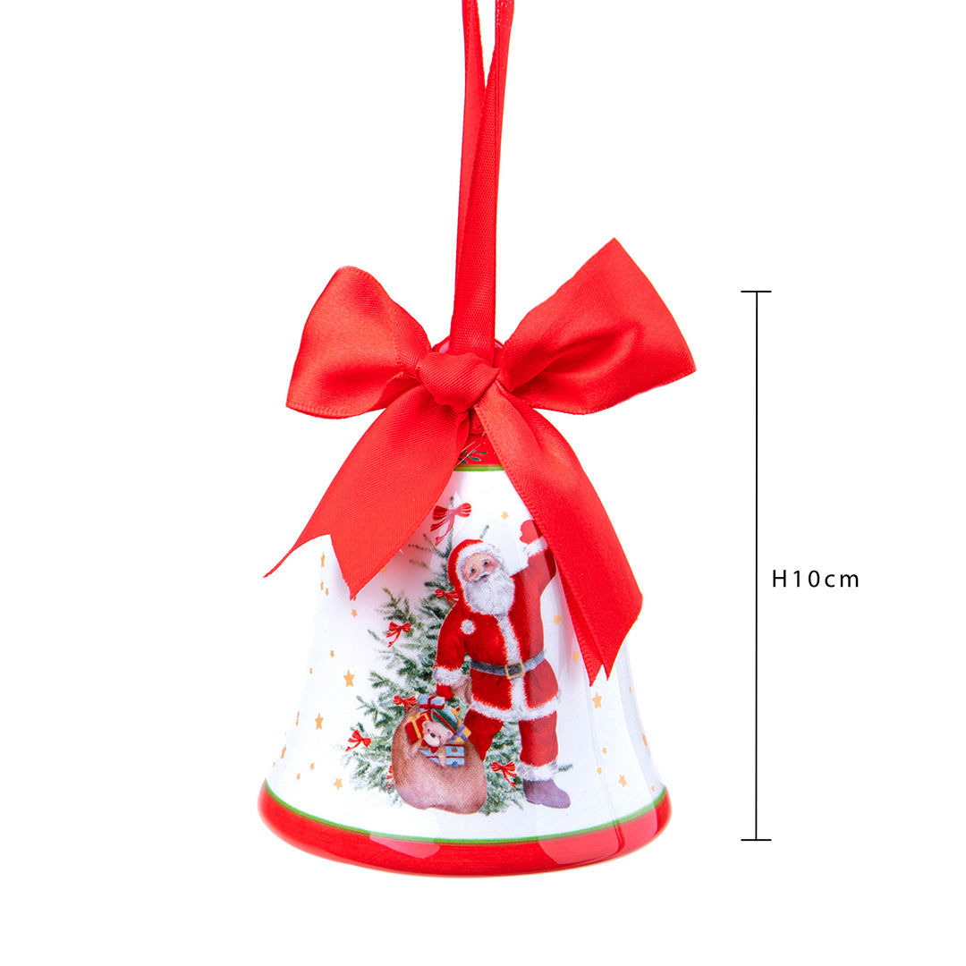 3 Pezzi • Campana con babbo natale • 10 cm