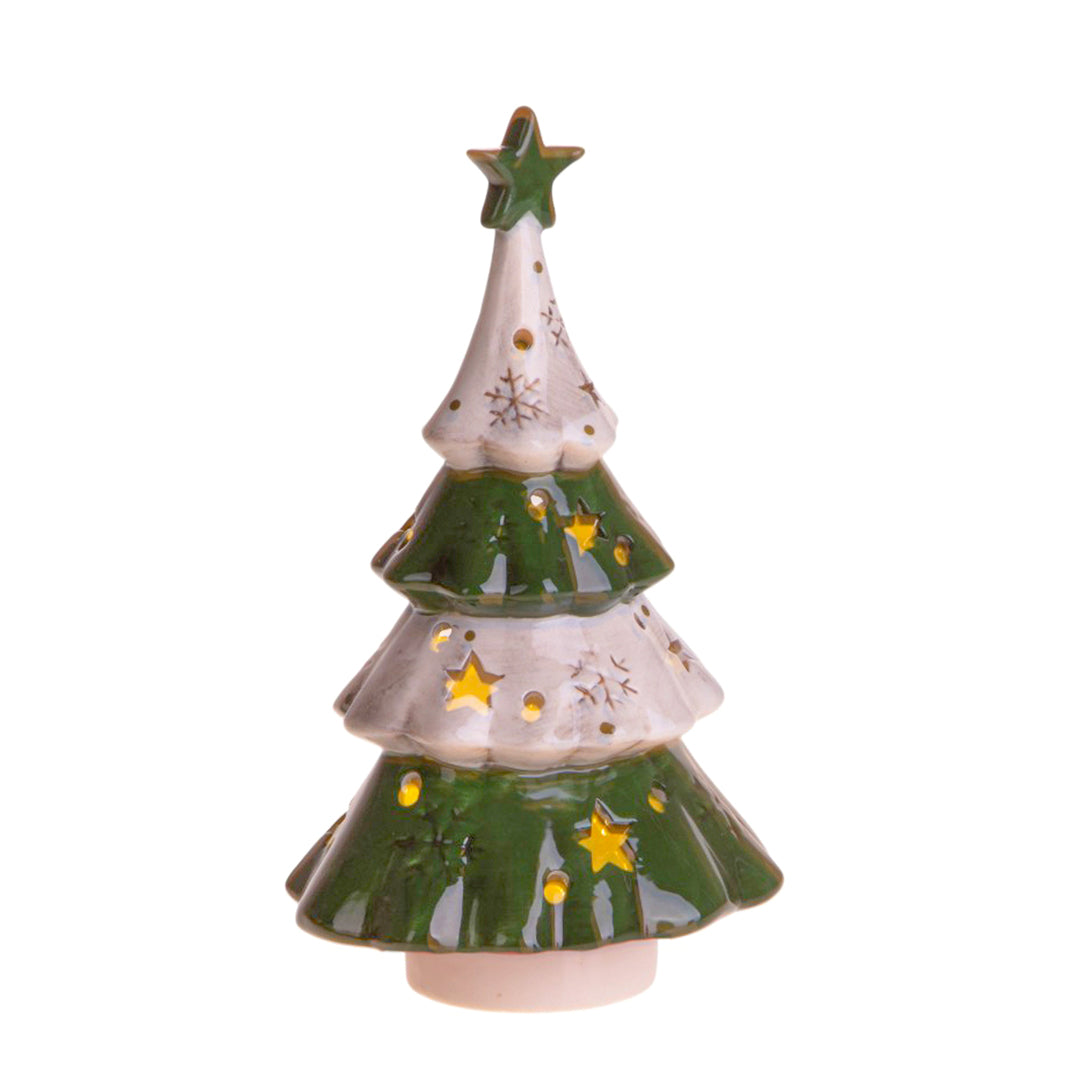 Pezzi 2 •Albero con stella e led • H 25 cm