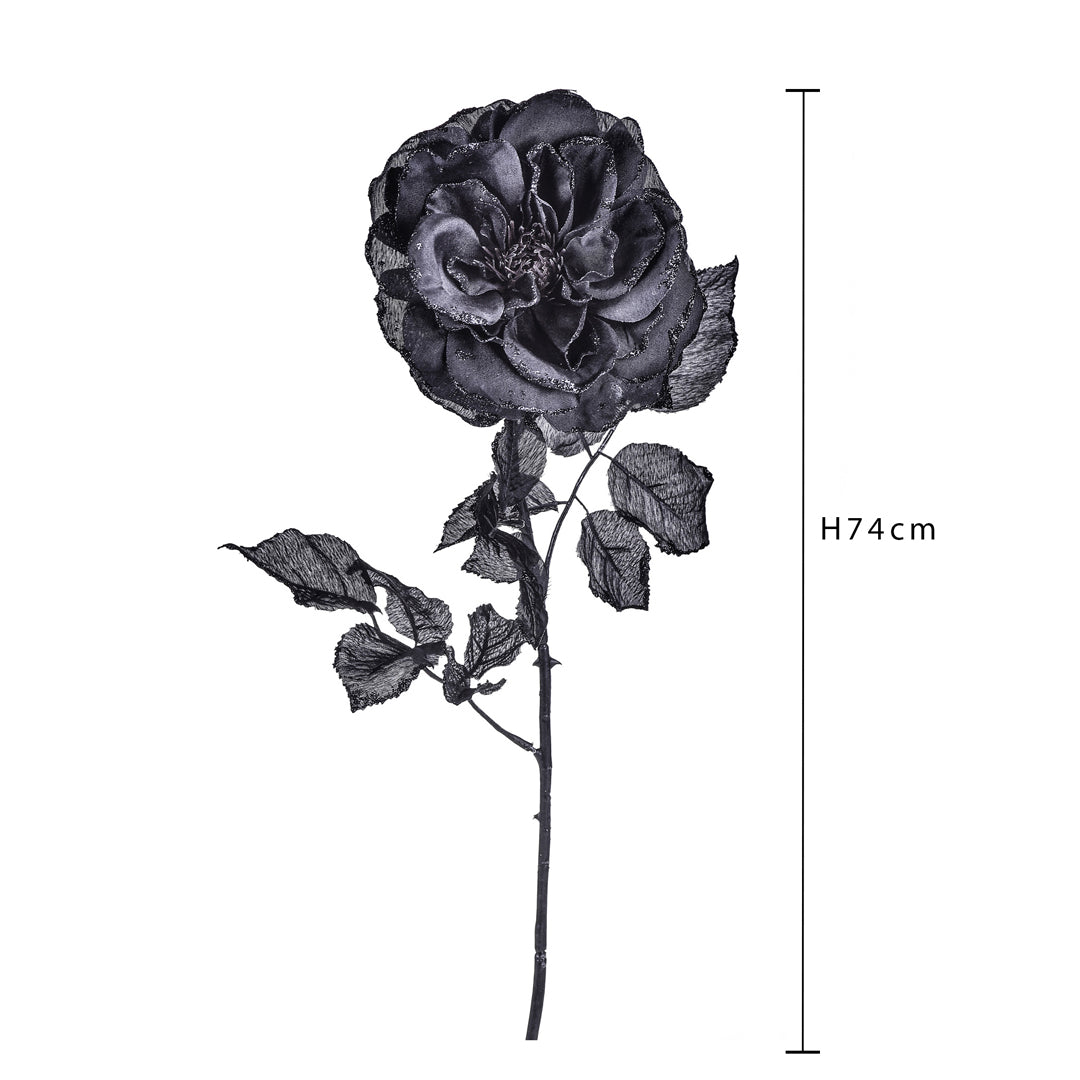 Pezzi 12 • Rosa cabbage con glitter • H 74 cm