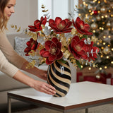 Pezzi 12 • Magnolia con perle e glitter • H 50 cm
