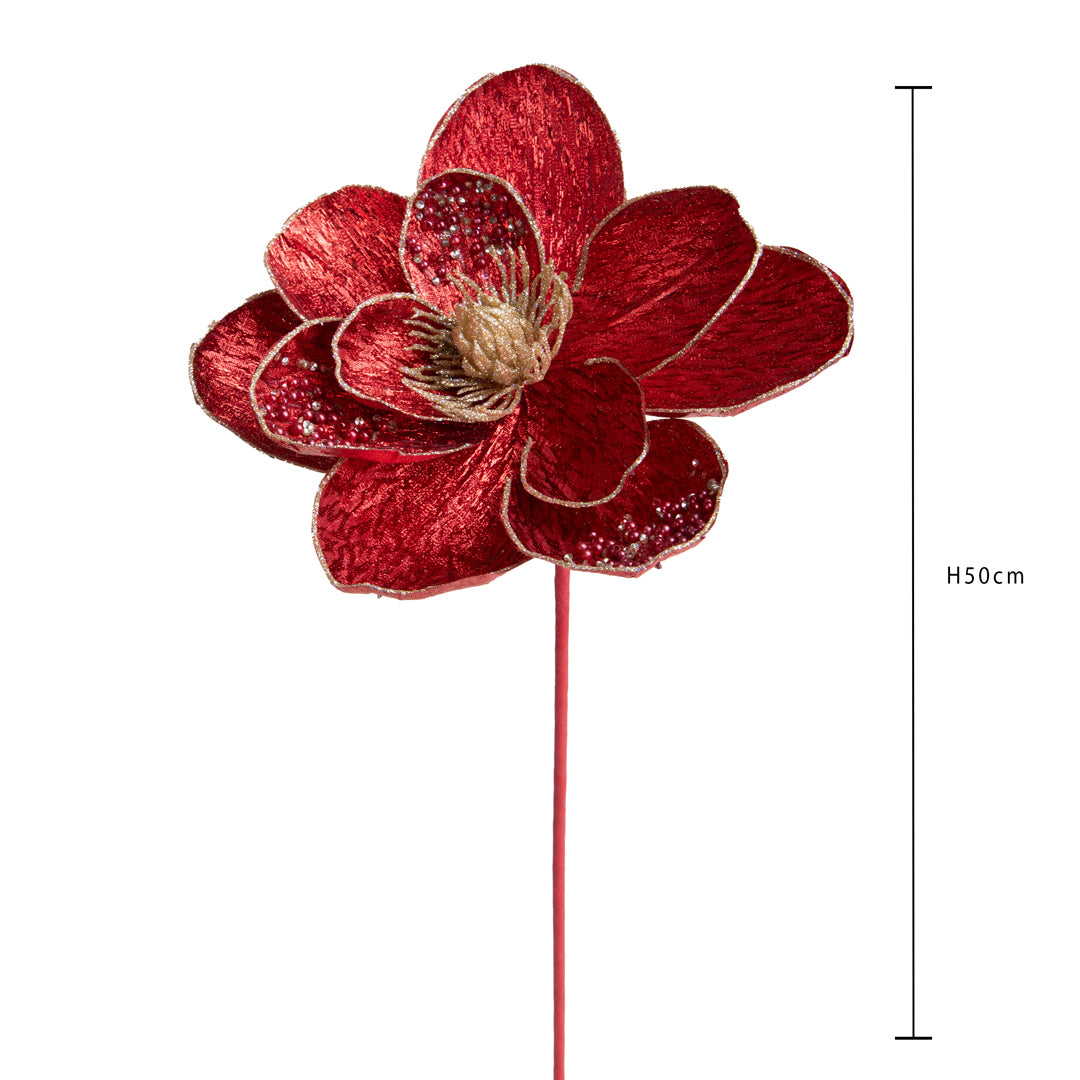 Pezzi 12 • Magnolia con perle e glitter • H 50 cm