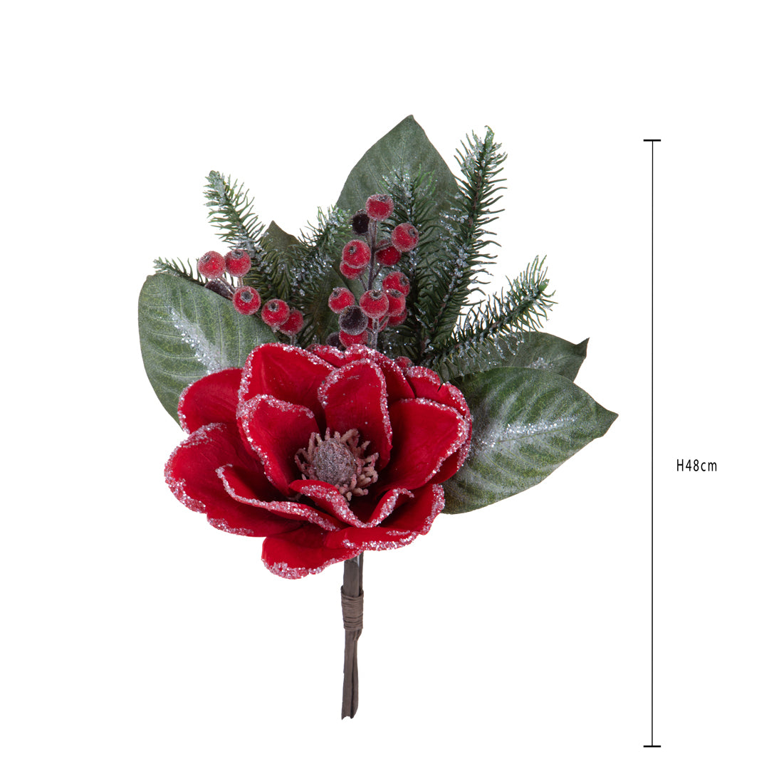 Magnolia mazzo con bacche e pigna • H 48 cm