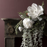 4 Pezzi • Peonia con 2 fiori e neve • 70,5 cm