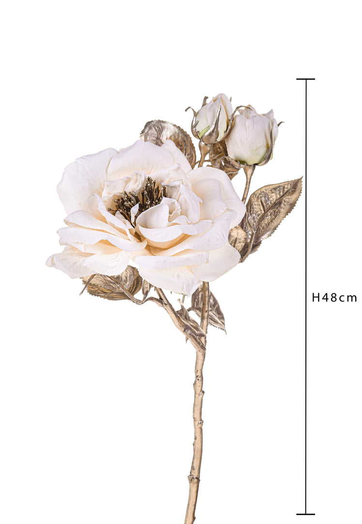 Pezzi 12 • Rosa inglese con glitter • H 48 cm