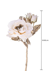Pezzi 12 • Rosa inglese con glitter • H 48 cm