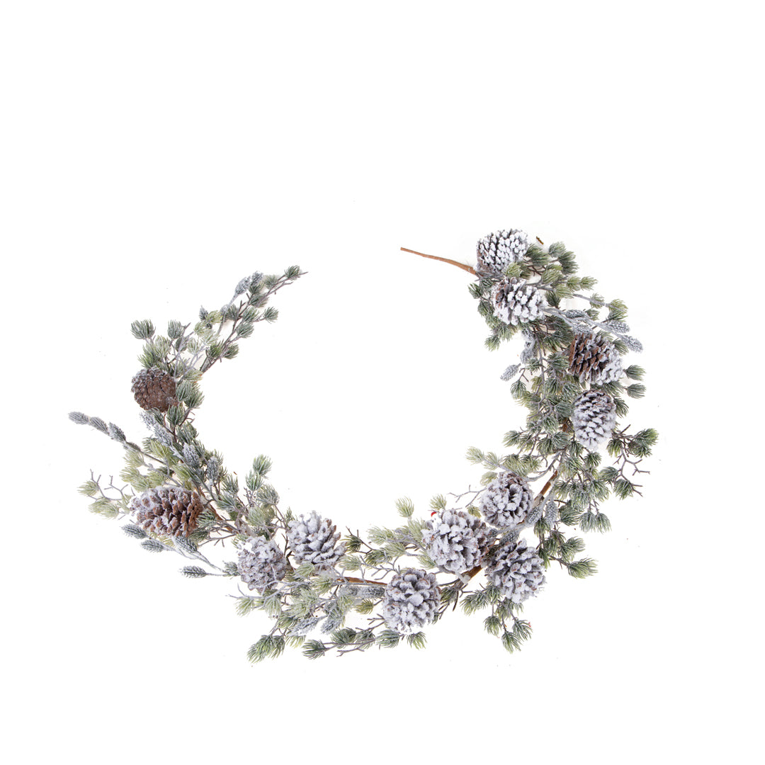 Ghrilanda con Pigne e Neve  • 11 cm