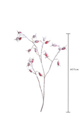 Pezzi 12 • Ramo rosa canina innevato • H 77 cm