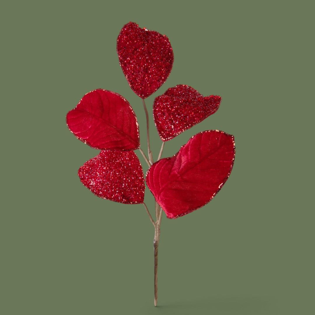 Pezzi 12 • Ramo magnolia con cristalli e glit • H 63 cm