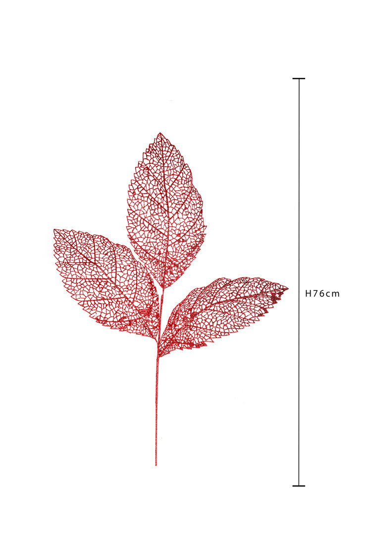 Pezzi 12 • Foglia x 3 con glitter • H 76 cm