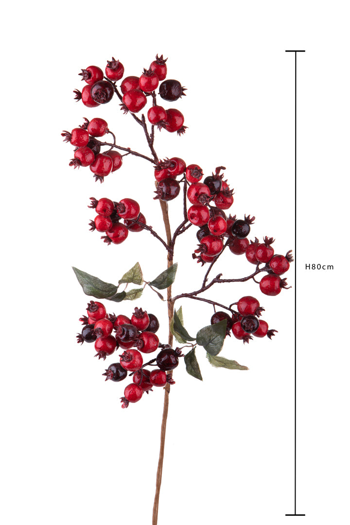 Pezzi 6 • Ramo rosa selvatica rosso • H 80 cm