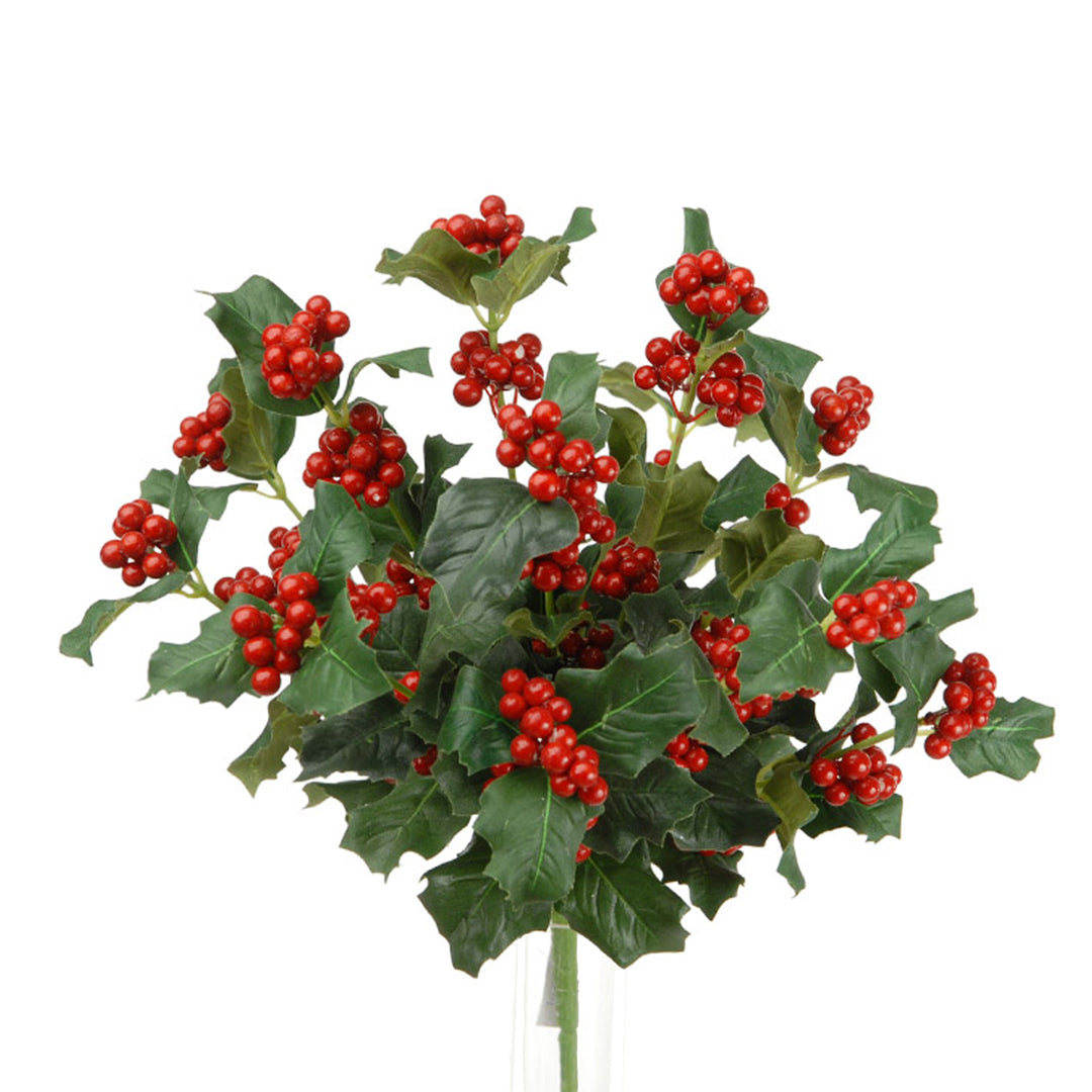 2 Pezzi • Agrifoglio per 12 diramazioni cespuglio • 33 cm