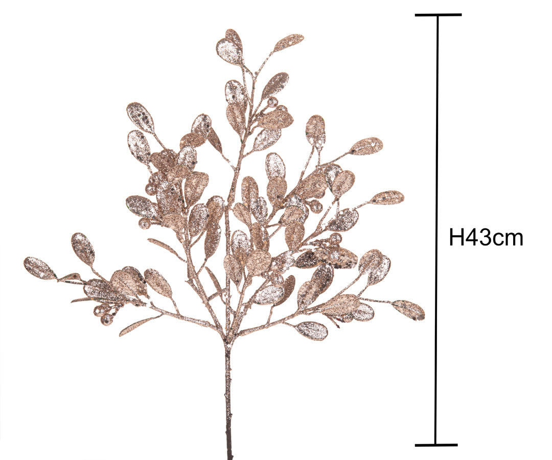 6 Pezzi • Vischio con glitter • 43 cm