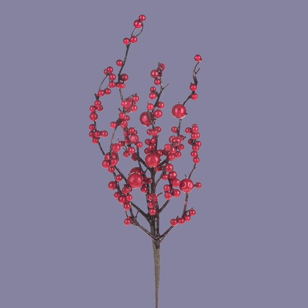 Pezzi 24 • Ramo ilex con bacche rosse • H 42 cm