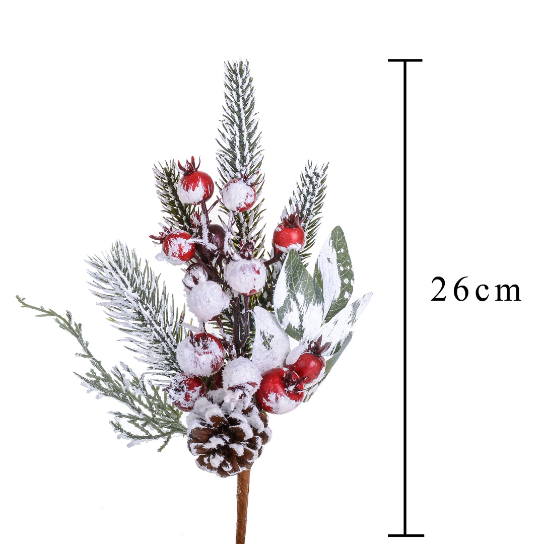 Pezzi 24 • Ramo con bacche innevato • H 26 cm