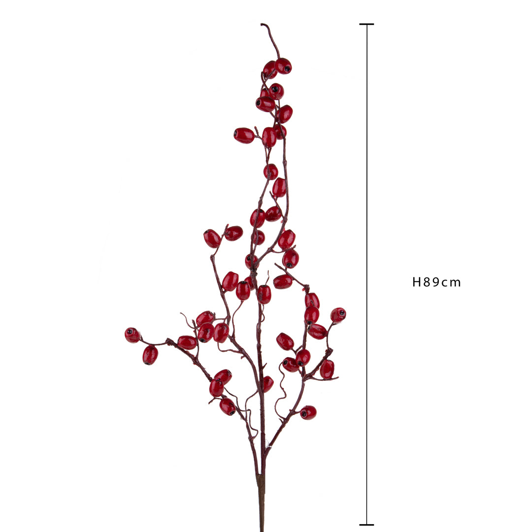 12 Pezzi •  Ramo con Bacche Rosa Canina  • 89 cm