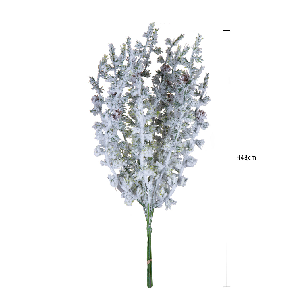 Pezzi 6 •Abete rami innevato con pigne • H 48 cm
