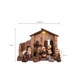 Nativita' h, 9 pz con capanna con led • H 29 cm