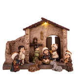 Natività capanna luce led 9 pezzi • 16,5 cm