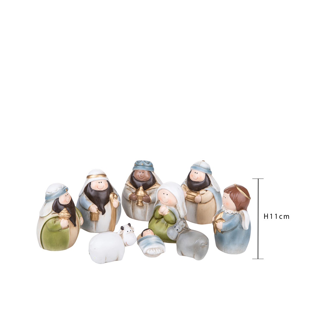 Natività con animali e re magi 9 pezzi • 11 cm