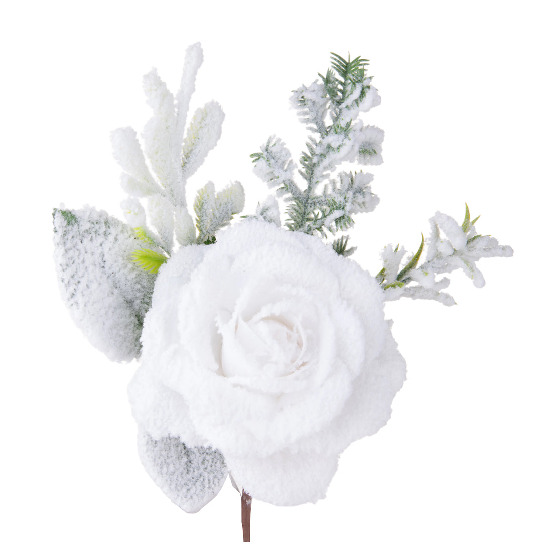 12 Pezzi •  Pick Rosa con Neve  • 20 cm