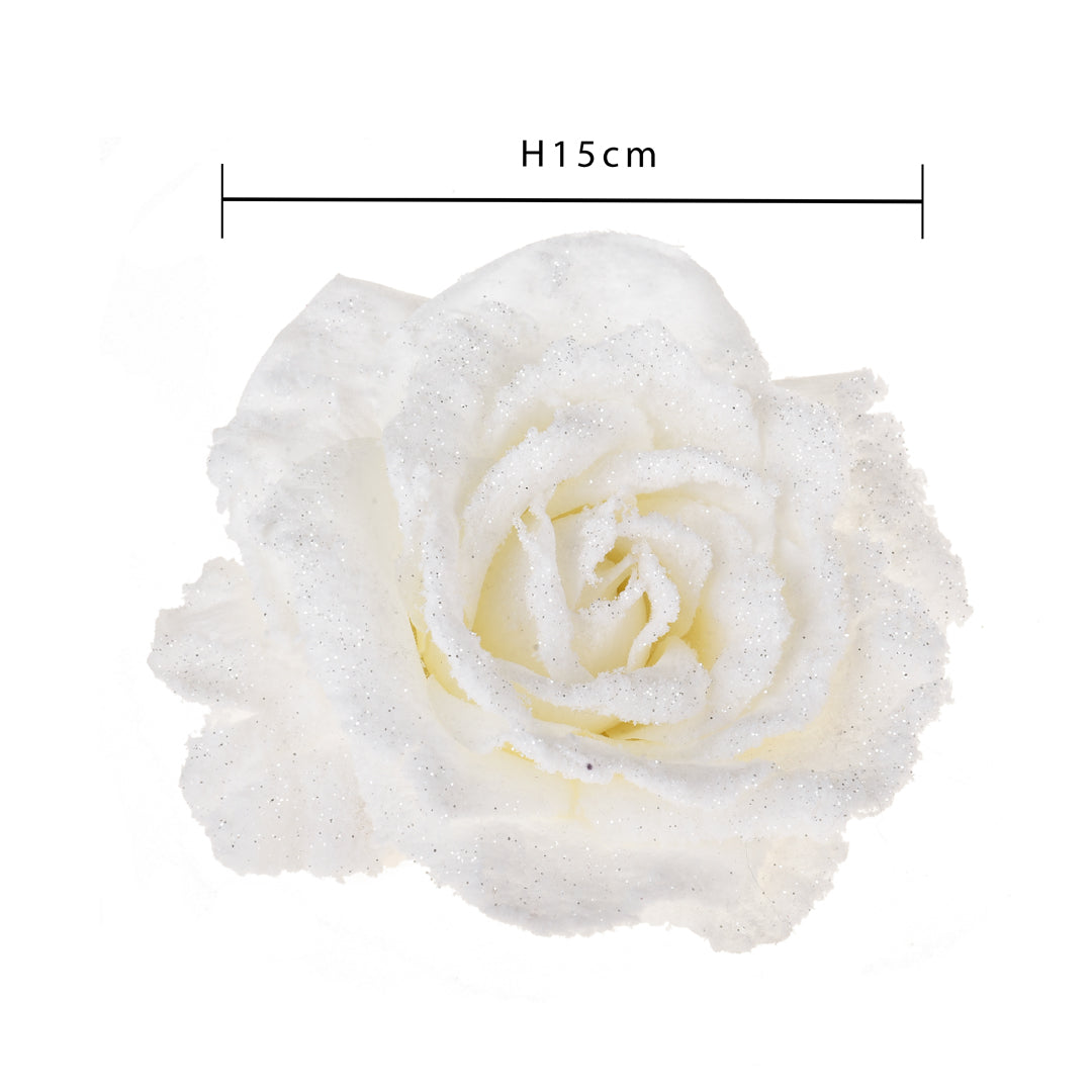 Pezzi 24 • Rosa con clip nevicata • H 5 cm