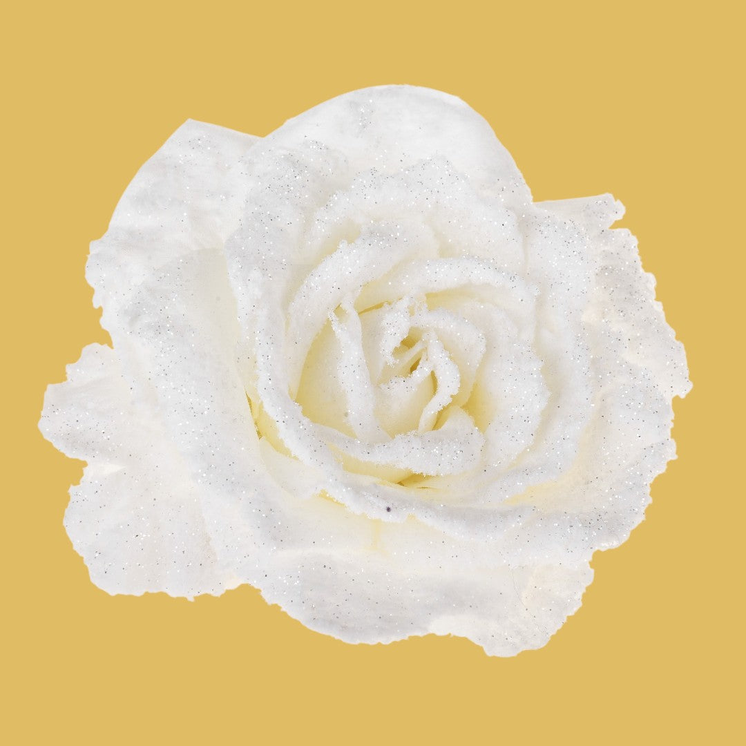 Pezzi 24 • Rosa con clip nevicata • H 5 cm