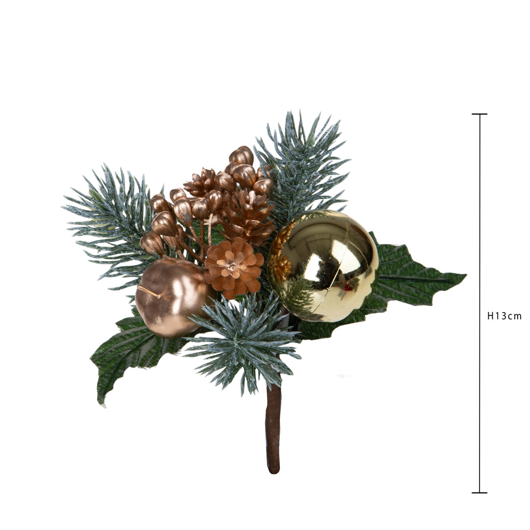 Pezzi 12 • Pick con meline e sfera natale • H 13 cm