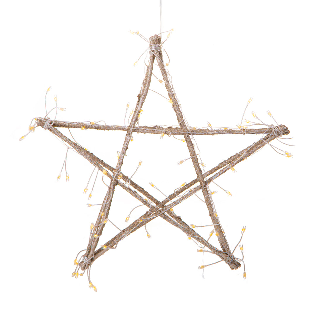 Stella cu legno con led • 35 cm