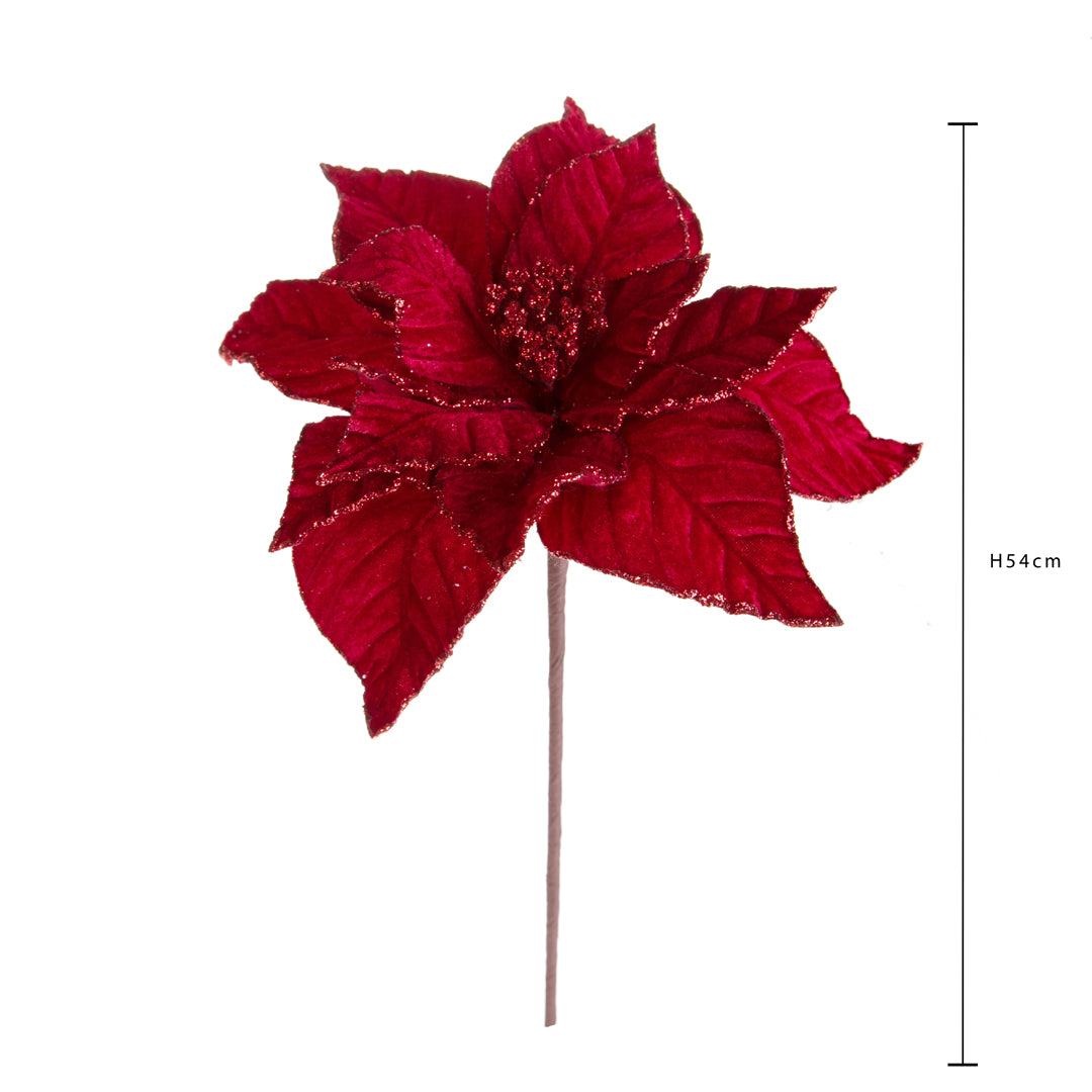 Pezzi 12 • Ramo poinsettia • H 54 cm