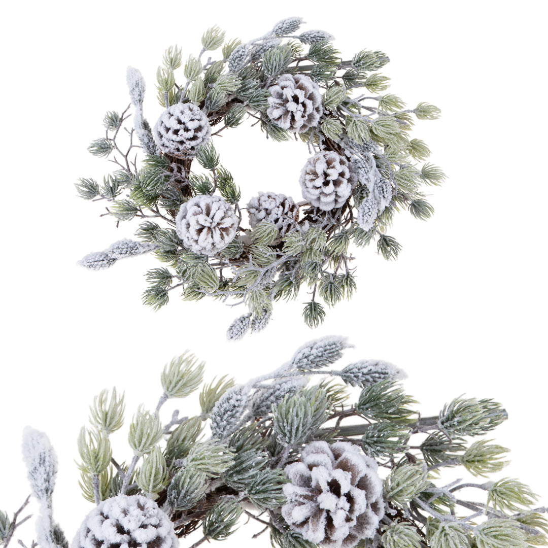 Corona con Pigne e Neve  • 30 cm